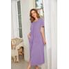 image:imageEkouaer Women Robes Zipper Front Short Sleeve Full Length Housecoat with Pockets Loungewear S4XLPurple