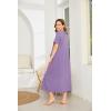 image:imageEkouaer Women Robes Zipper Front Short Sleeve Full Length Housecoat with Pockets Loungewear S4XLPurple