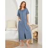 image:imageEkouaer Women Robes Zipper Front Short Sleeve Full Length Housecoat with Pockets Loungewear S4XLSteel Blue