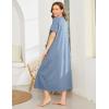 image:imageEkouaer Women Robes Zipper Front Short Sleeve Full Length Housecoat with Pockets Loungewear S4XLSteel Blue