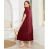 image:imageEkouaer Women Robes Zipper Front Short Sleeve Full Length Housecoat with Pockets Loungewear S4XLWine Red