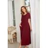 image:imageEkouaer Women Robes Zipper Front Short Sleeve Full Length Housecoat with Pockets Loungewear S4XLWine Red