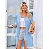 image:imageEkouaer Women Zip Up Robe Lightweight Housecoats with Pockets Knee Length Short Bathrobes Soft Nightgown S3XLLight Blue