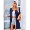 image:imageEkouaer Women Zip Up Robe Lightweight Housecoats with Pockets Knee Length Short Bathrobes Soft Nightgown S3XLNavy Blue
