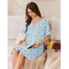 image:imageEkouaer Women Zip Up Robe Short Bathrobe Lightweight House Coats Floral Print House Dress with Pockets Nightgown S3XLBlue Florals