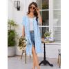 image:imageEkouaer Women Zip Up Robe Short Bathrobe Lightweight House Coats Floral Print House Dress with Pockets Nightgown S3XLBlue Grid Floral
