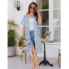image:imageEkouaer Women Zip Up Robe Short Bathrobe Lightweight House Coats Floral Print House Dress with Pockets Nightgown S3XLBlue Leaves