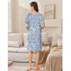 image:imageEkouaer Women Zip Up Robe Short Bathrobe Lightweight House Coats Floral Print House Dress with Pockets Nightgown S3XLBlue Leaves