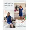 image:imageEkouaer Women Zip Up Robe Short Bathrobe Lightweight House Coats Floral Print House Dress with Pockets Nightgown S3XLDeep Blue