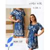 image:imageEkouaer Women Zip Up Robe Short Bathrobe Lightweight House Coats Floral Print House Dress with Pockets Nightgown S3XLEvening Blue Vines