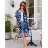 image:imageEkouaer Women Zip Up Robe Short Bathrobe Lightweight House Coats Floral Print House Dress with Pockets Nightgown S3XLEvening Blue Vines