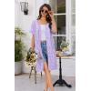 image:imageEkouaer Women Zip Up Robe Short Bathrobe Lightweight House Coats Floral Print House Dress with Pockets Nightgown S3XLPurple Floral