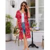 image:imageEkouaer Women Zip Up Robe Short Bathrobe Lightweight House Coats Floral Print House Dress with Pockets Nightgown S3XLRed Floral