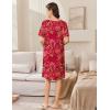 image:imageEkouaer Women Zip Up Robe Short Bathrobe Lightweight House Coats Floral Print House Dress with Pockets Nightgown S3XLRed Floral