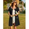 image:imageEkouaer Women Zipper Front House Coat Short Sleeves Robe Zip Up Bathrobes Short Nightgown with Pockets S3XLBlack