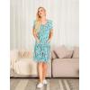 image:imageEkouaer Women Zipper Front House Coat Short Sleeves Robe Zip Up Bathrobes Short Nightgown with Pockets S3XLBlue Crushed Floral