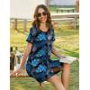 image:imageEkouaer Women Zipper Front House Coat Short Sleeves Robe Zip Up Bathrobes Short Nightgown with Pockets S3XLBlue Leaf