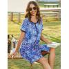 image:imageEkouaer Women Zipper Front House Coat Short Sleeves Robe Zip Up Bathrobes Short Nightgown with Pockets S3XLBlue Paisley