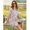 image:imageEkouaer Women Zipper Front House Coat Short Sleeves Robe Zip Up Bathrobes Short Nightgown with Pockets S3XLBlue and Pink Floral