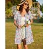 image:imageEkouaer Women Zipper Front House Coat Short Sleeves Robe Zip Up Bathrobes Short Nightgown with Pockets S3XLBlue and Pink Floral