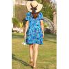 image:imageEkouaer Women Zipper Front House Coat Short Sleeves Robe Zip Up Bathrobes Short Nightgown with Pockets S3XLDark Blue Floral