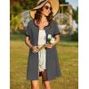 image:imageEkouaer Women Zipper Front House Coat Short Sleeves Robe Zip Up Bathrobes Short Nightgown with Pockets S3XLDeep Gray