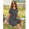 image:imageEkouaer Women Zipper Front House Coat Short Sleeves Robe Zip Up Bathrobes Short Nightgown with Pockets S3XLDeep Gray
