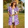 image:imageEkouaer Women Zipper Front House Coat Short Sleeves Robe Zip Up Bathrobes Short Nightgown with Pockets S3XLFloral Purple