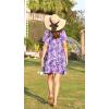 image:imageEkouaer Women Zipper Front House Coat Short Sleeves Robe Zip Up Bathrobes Short Nightgown with Pockets S3XLFloral Purple