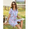 image:imageEkouaer Women Zipper Front House Coat Short Sleeves Robe Zip Up Bathrobes Short Nightgown with Pockets S3XLHibiscus Floral