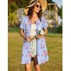 image:imageEkouaer Women Zipper Front House Coat Short Sleeves Robe Zip Up Bathrobes Short Nightgown with Pockets S3XLHibiscus Floral