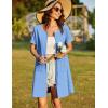 image:imageEkouaer Women Zipper Front House Coat Short Sleeves Robe Zip Up Bathrobes Short Nightgown with Pockets S3XLLight Sky Blue