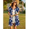 image:imageEkouaer Women Zipper Front House Coat Short Sleeves Robe Zip Up Bathrobes Short Nightgown with Pockets S3XLNavy Blue Floral