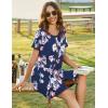 image:imageEkouaer Women Zipper Front House Coat Short Sleeves Robe Zip Up Bathrobes Short Nightgown with Pockets S3XLNavy Blue Floral