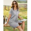 image:imageEkouaer Women Zipper Front House Coat Short Sleeves Robe Zip Up Bathrobes Short Nightgown with Pockets S3XLStriped Print