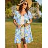 image:imageEkouaer Women Zipper Front House Coat Short Sleeves Robe Zip Up Bathrobes Short Nightgown with Pockets S3XLYellow Floral