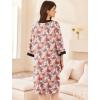 image:imageEkouaer Women Zipper Robe 34 Sleeve Nightgowns Lightweight Short Bathrobe with Pockets S3XLBrown Floral