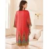 image:imageEkouaer Women Zipper Robe 34 Sleeve Nightgowns Lightweight Short Bathrobe with Pockets S3XLRed Leaves