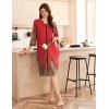 image:imageEkouaer Women Zipper Robe 34 Sleeve Nightgowns Lightweight Short Bathrobe with Pockets S3XLRed Leaves