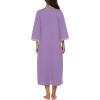 image:imageEkouaer Women Zipper Robe 34 Sleeves Loungewear Dress Full Length Sleepwear Pockets Housecoat Nightgown Long Bathrobe