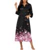 image:imageEkouaer Women Zipper Robe 34 Sleeves Loungewear Dress Full Length Sleepwear Pockets Housecoat Nightgown Long BathrobeCherry Blossoms
