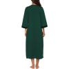image:imageEkouaer Women Zipper Robe 34 Sleeves Loungewear Dress Full Length Sleepwear Pockets Housecoat Nightgown Long BathrobeDark Green