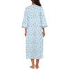 image:imageEkouaer Women Zipper Robe 34 Sleeves Loungewear Dress Full Length Sleepwear Pockets Housecoat Nightgown Long BathrobeGarden Blue Floral