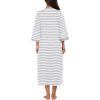 image:imageEkouaer Women Zipper Robe 34 Sleeves Loungewear Dress Full Length Sleepwear Pockets Housecoat Nightgown Long BathrobeGrey White Stripe