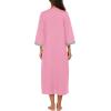 image:imageEkouaer Women Zipper Robe 34 Sleeves Loungewear Dress Full Length Sleepwear Pockets Housecoat Nightgown Long BathrobePink