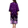image:imageEkouaer Women Zipper Robe 34 Sleeves Loungewear Dress Full Length Sleepwear Pockets Housecoat Nightgown Long BathrobePurple Black Floral