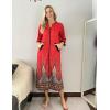 image:imageEkouaer Women Zipper Robe 34 Sleeves Loungewear Dress Full Length Sleepwear Pockets Housecoat Nightgown Long BathrobeRed Feather