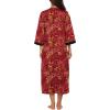 image:imageEkouaer Women Zipper Robe 34 Sleeves Loungewear Dress Full Length Sleepwear Pockets Housecoat Nightgown Long BathrobeRed Floral