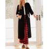image:imageEkouaer Women Zipper Robe 34 Sleeves Loungewear Dress Full Length Sleepwear Pockets Housecoat Nightgown Long BathrobeStyle 1black
