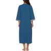image:imageEkouaer Women Zipper Robe 34 Sleeves Loungewear Dress Full Length Sleepwear Pockets Housecoat Nightgown Long BathrobeStyle 1blue